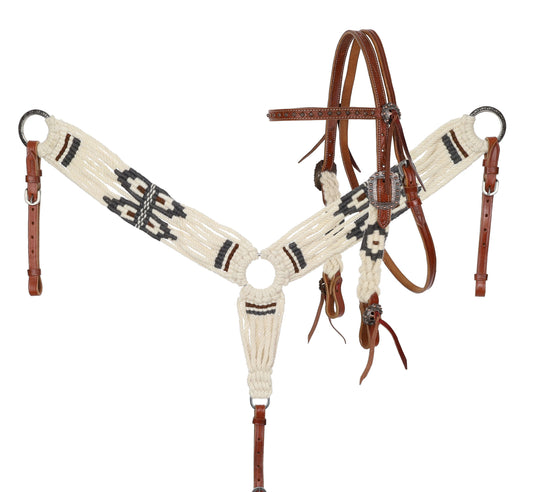 Showman Pinto Corded Mohair Browband Headstall & Breast Collar Set