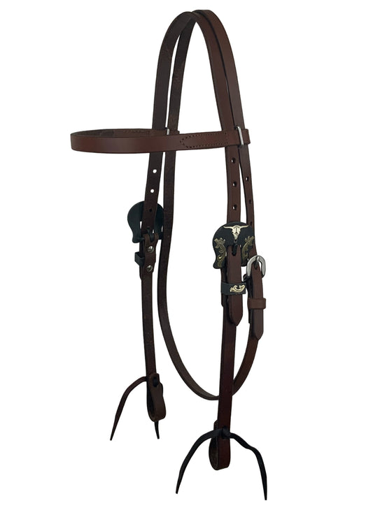 Showman Leather Browband Headstall w/ Heritage Steer Buckles