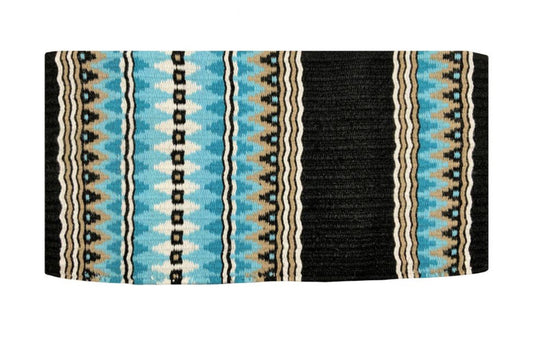 36" X 34" Wool Saddle Blanket with blue accents