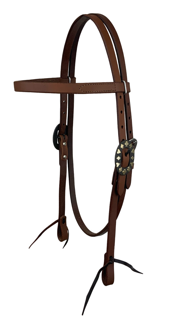 Oiled Harness Browband Headstall With Black Jack Buckle