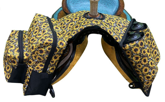 Sunflower and Cheetah Print Nylon Horn Bag