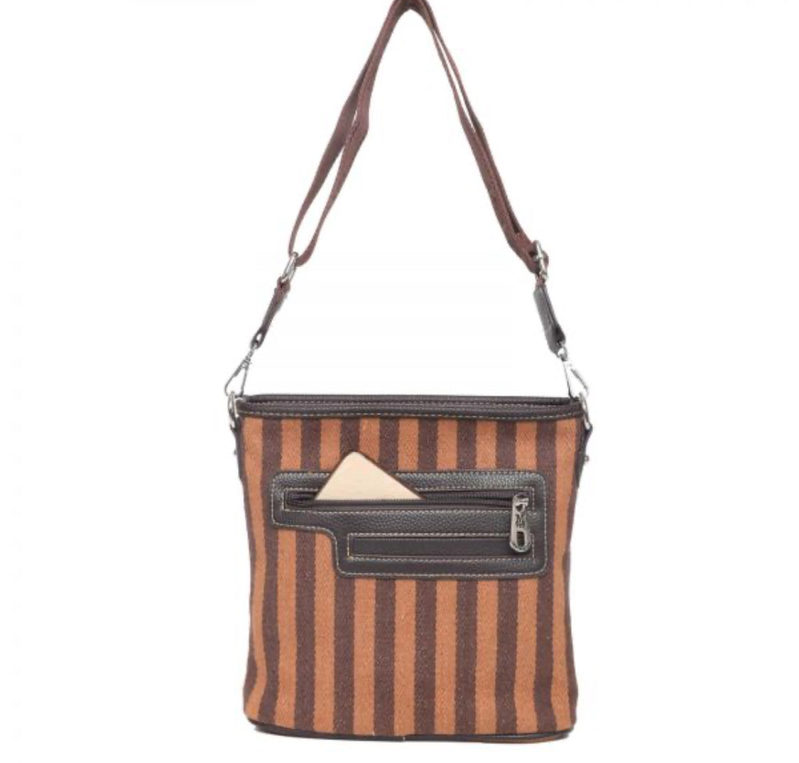 Montana West Brown Aztec Print Canvas Crossbody Bag