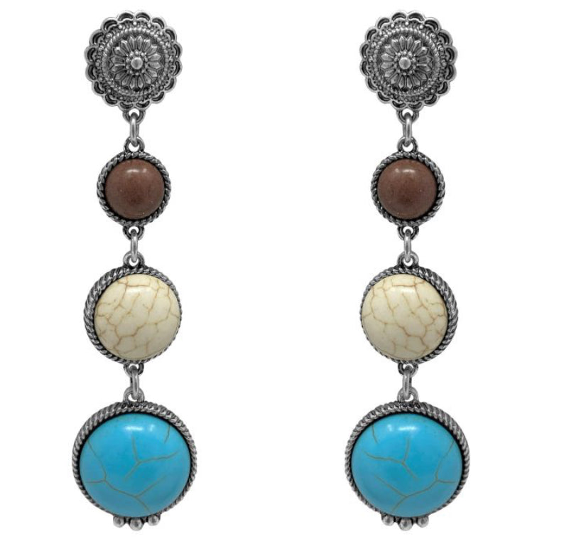 Western Style Semi-precious Stone Drop Post Earrings