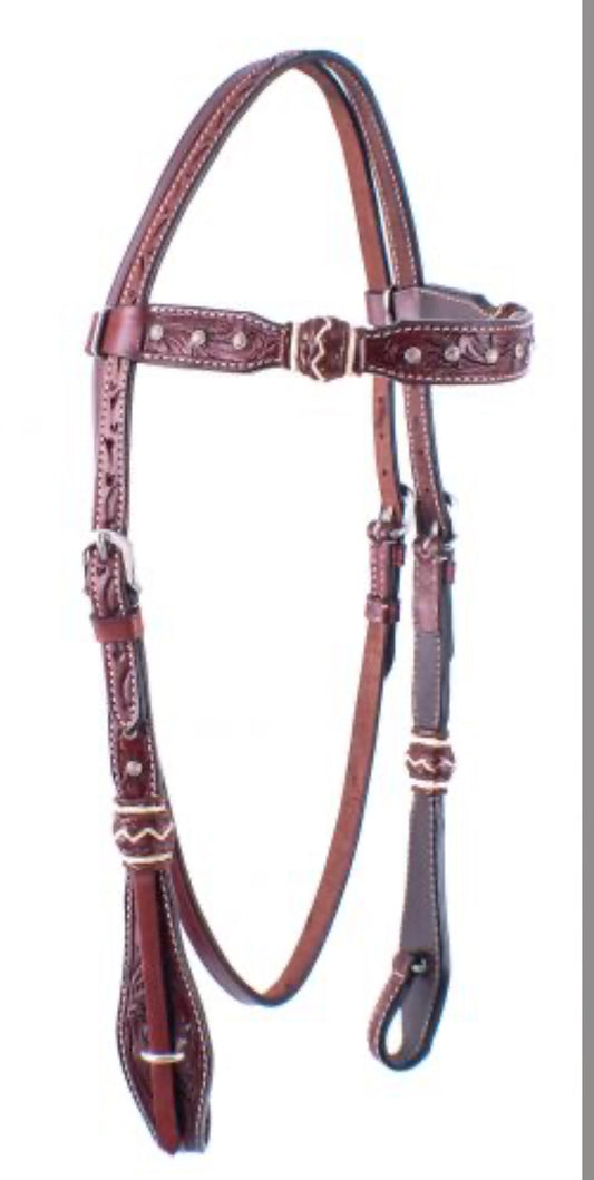 Showman Rawhide braided headstall with crystal rhinestone studs