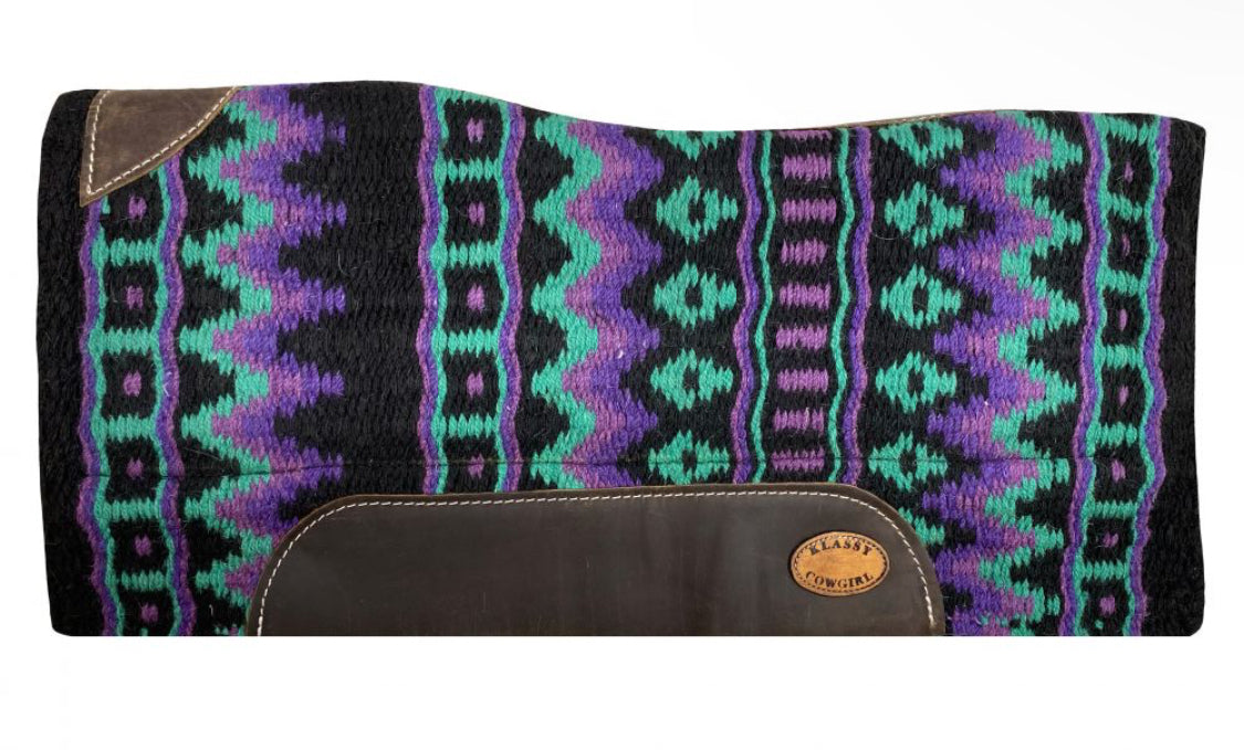 Klassy Cowgirl 28" X 30" Memory Felt Saddle Pad - purple and teal